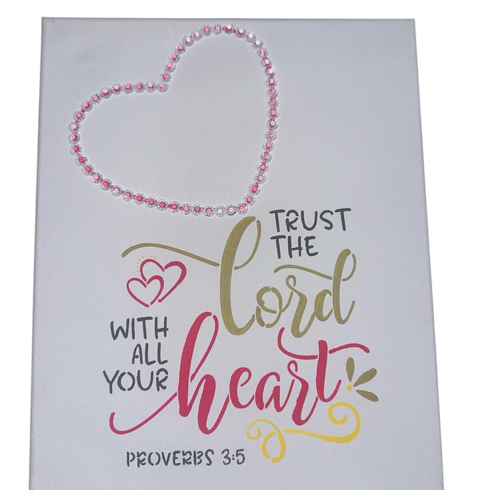 Handmade 11x14 "Trust the Lord" Canvas - Proverbs 3:5 - 3D Art